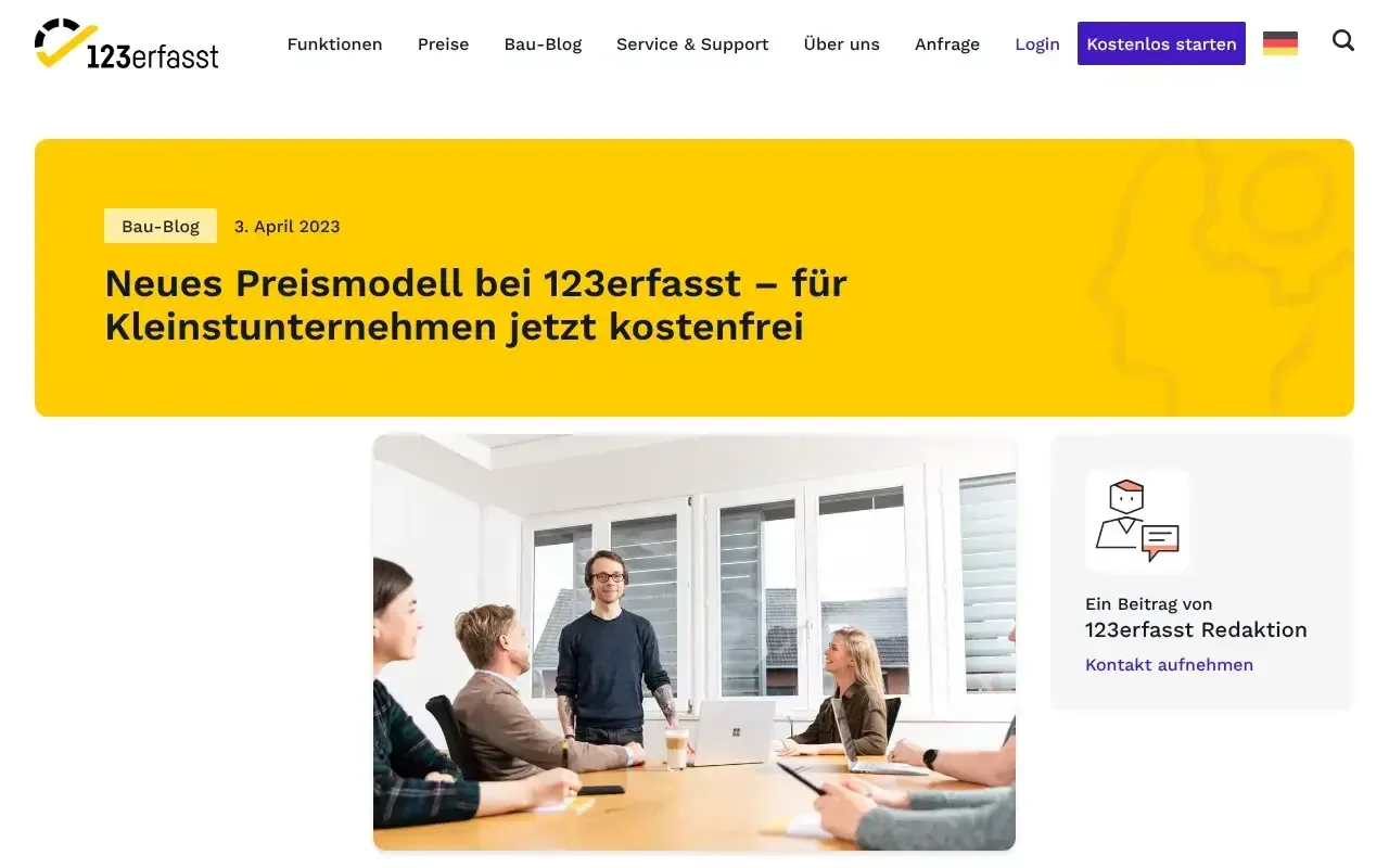 Screenshot von 123erfasst