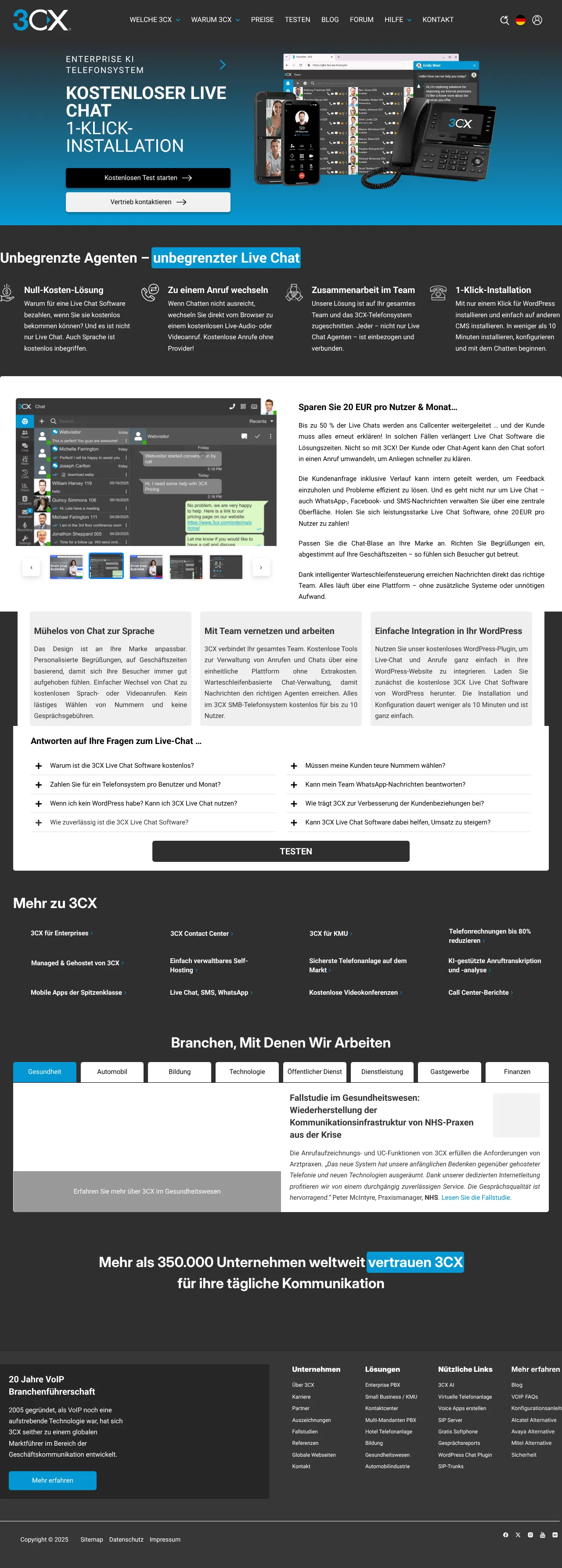 Vollständiger Screenshot von 3CX