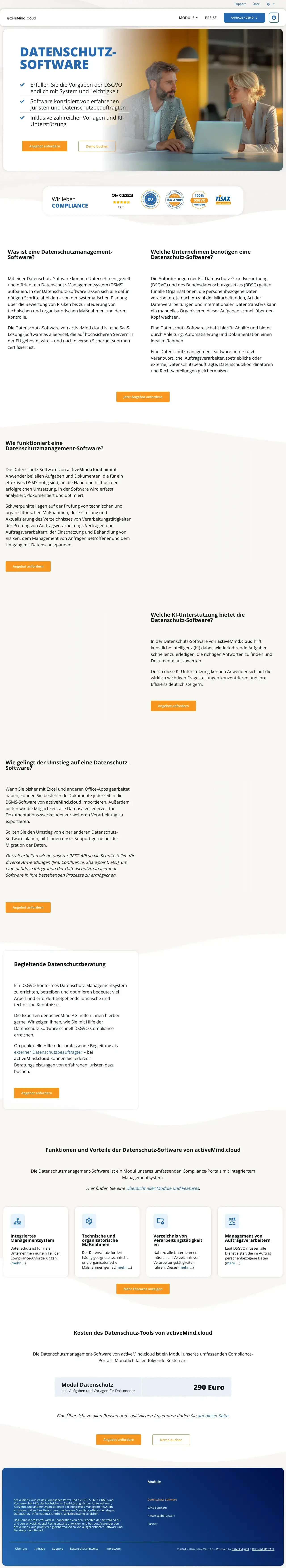 Vollständiger Screenshot von activeMind.cloud
