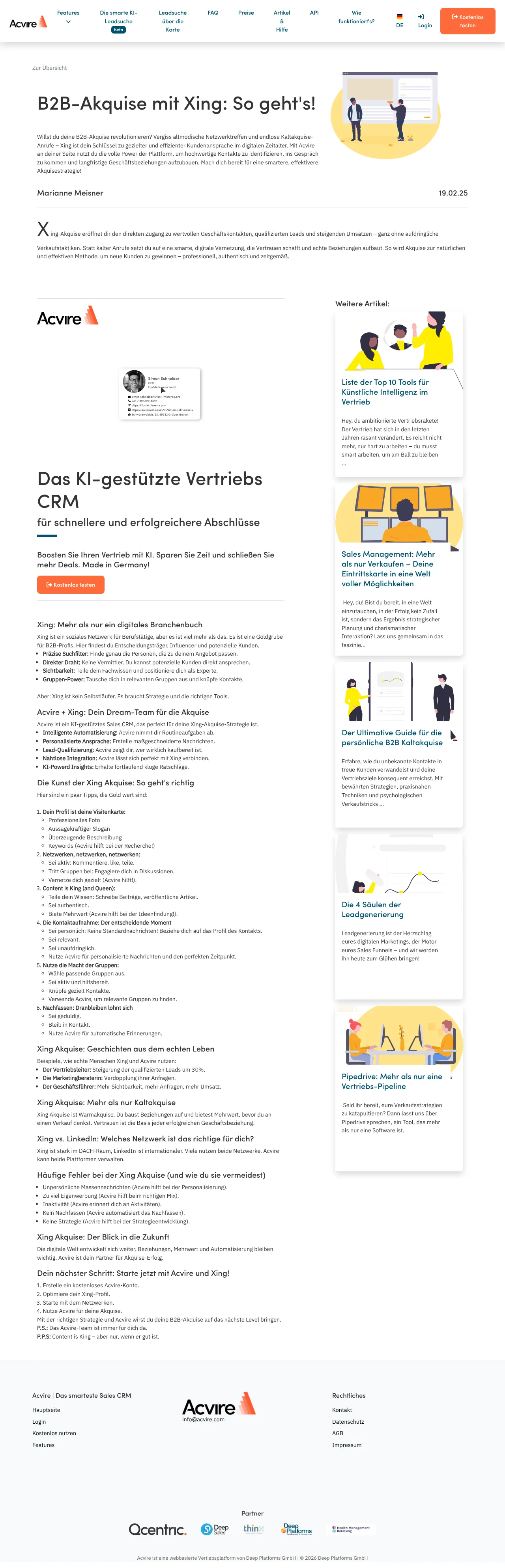 Vollständiger Screenshot von Acvire