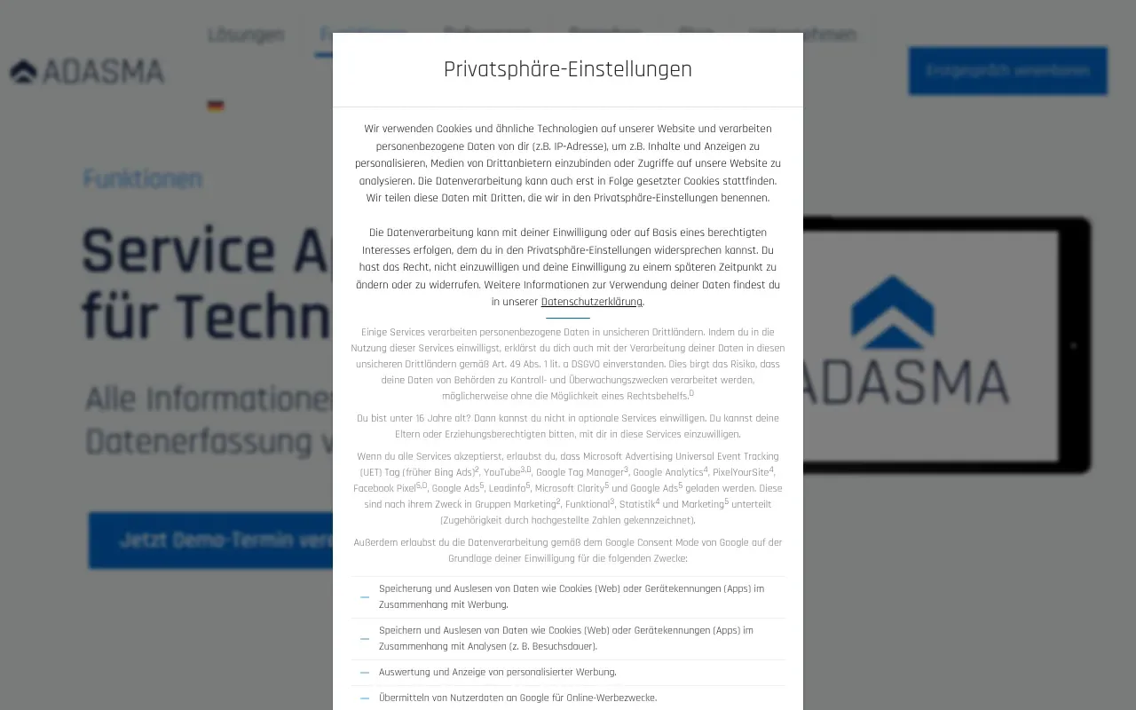 Screenshot von ADASMA