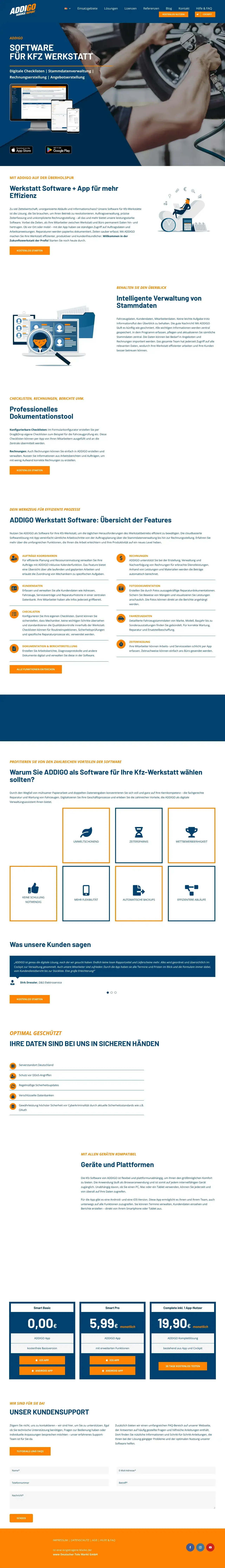 Vollständiger Screenshot von ADDIGO