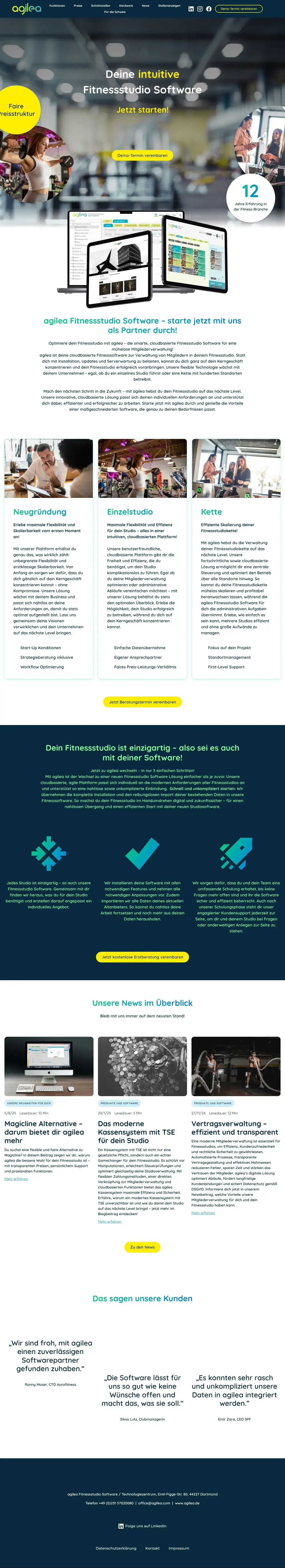 Vollständiger Screenshot von agilea