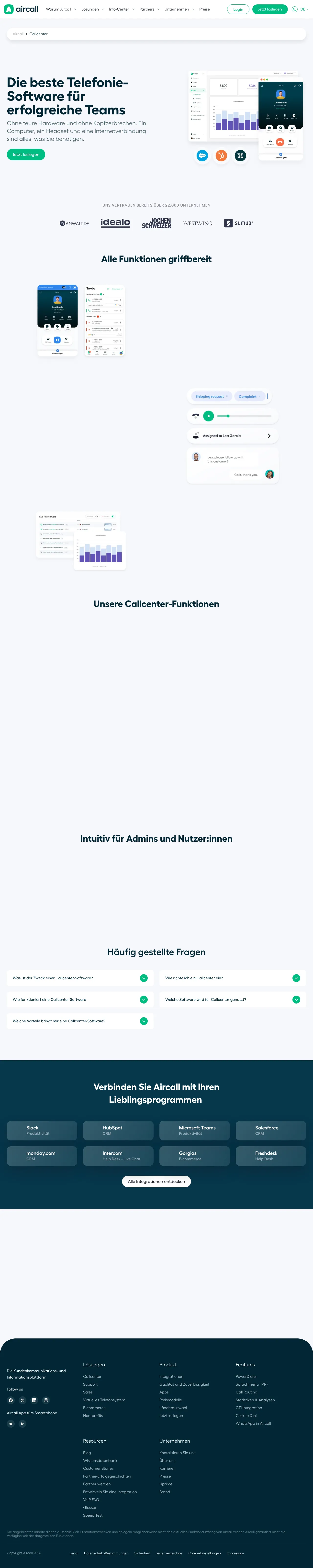 Vollständiger Screenshot von Aircall