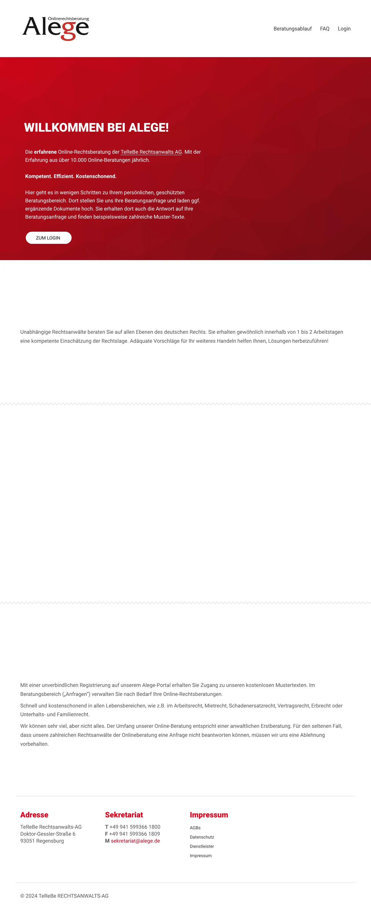 Vollständiger Screenshot von Alege