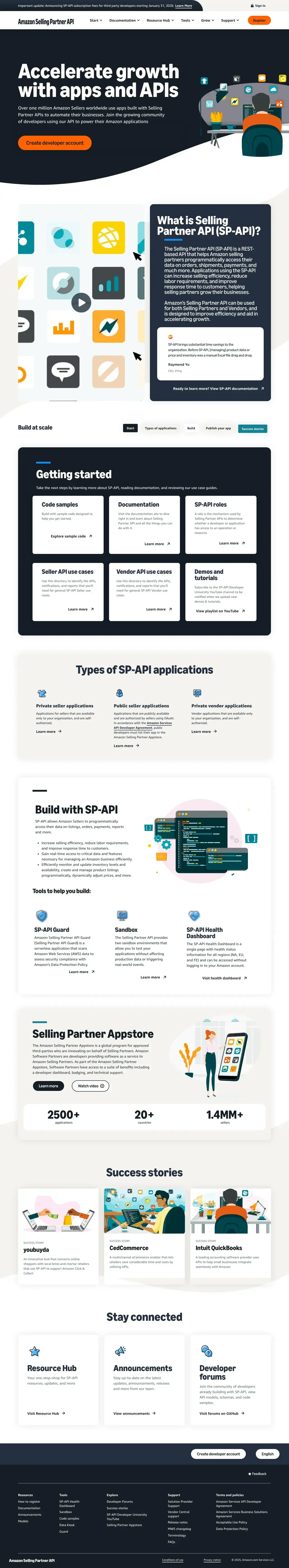 Vollständiger Screenshot von Amazon Selling Partner API (SP-API)