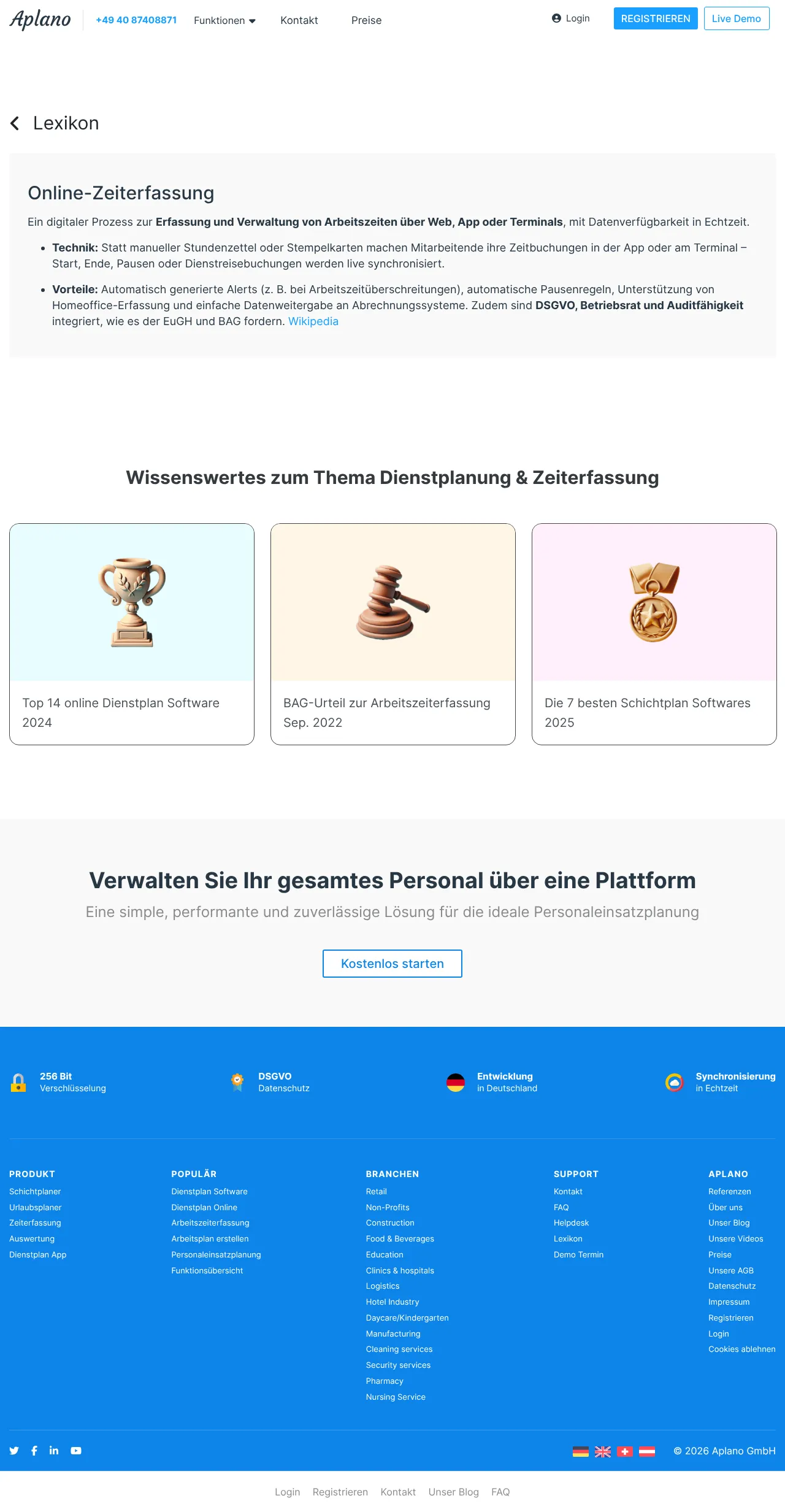 Vollständiger Screenshot von Aplano