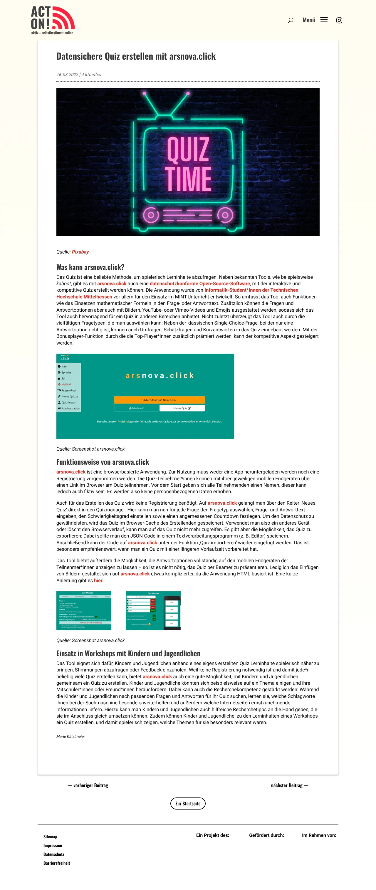Vollständiger Screenshot von arsnova.click