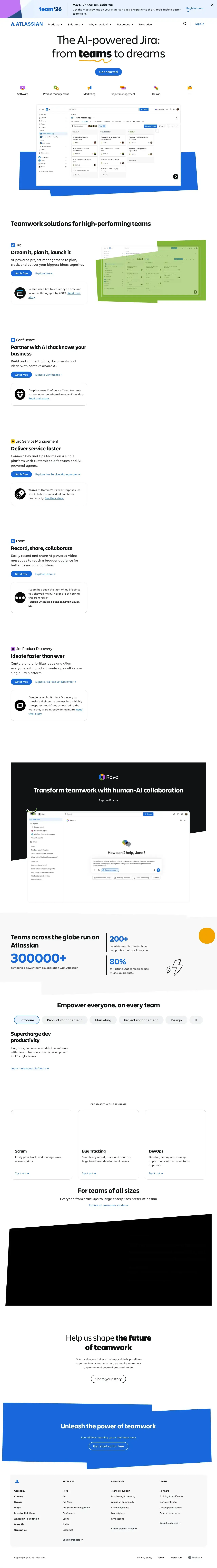 Vollständiger Screenshot von Atlassian
