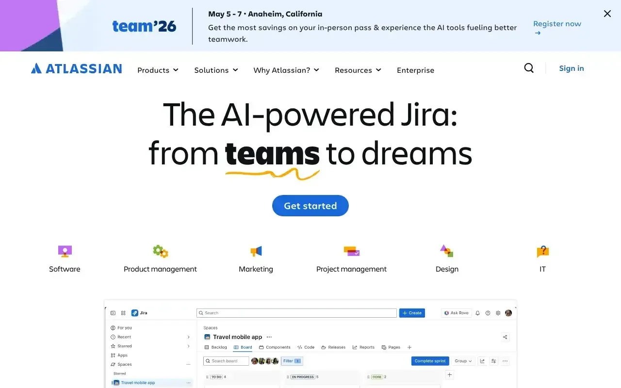 Screenshot von Atlassian
