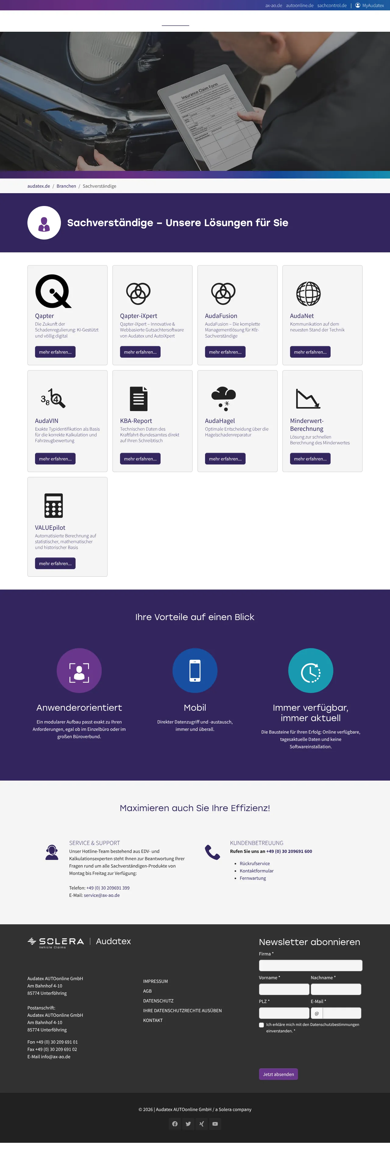 Vollständiger Screenshot von Audatex