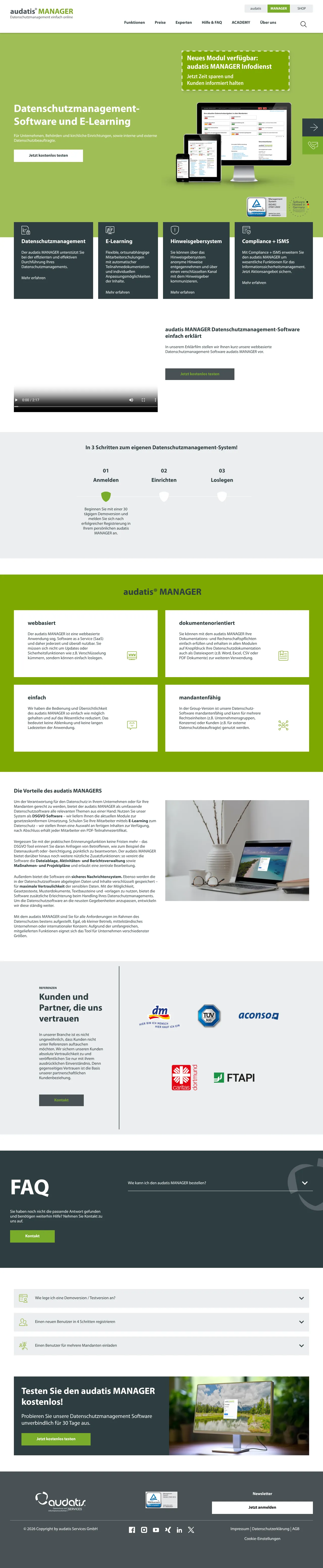 Vollständiger Screenshot von audatis MANAGER