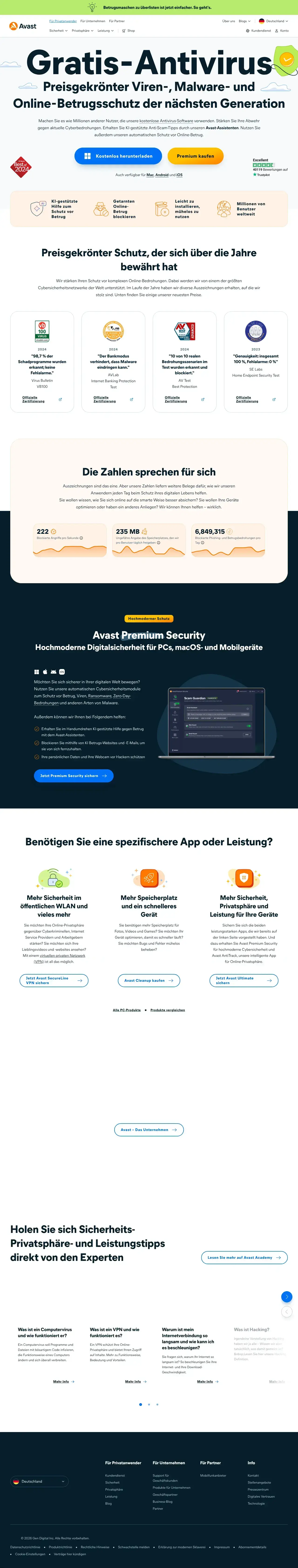 Vollständiger Screenshot von Avast
