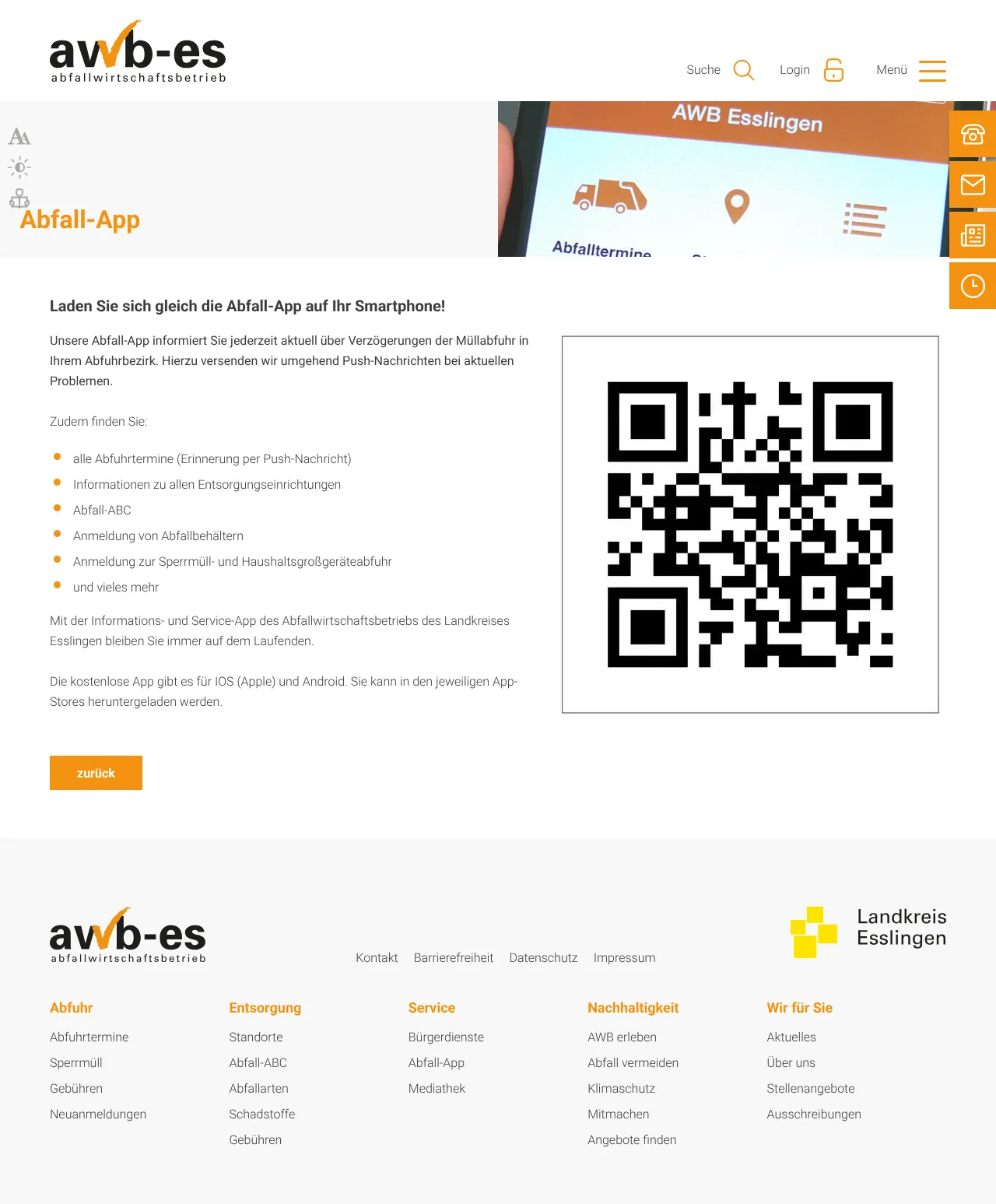 Vollständiger Screenshot von AWB-ES Abfall-App