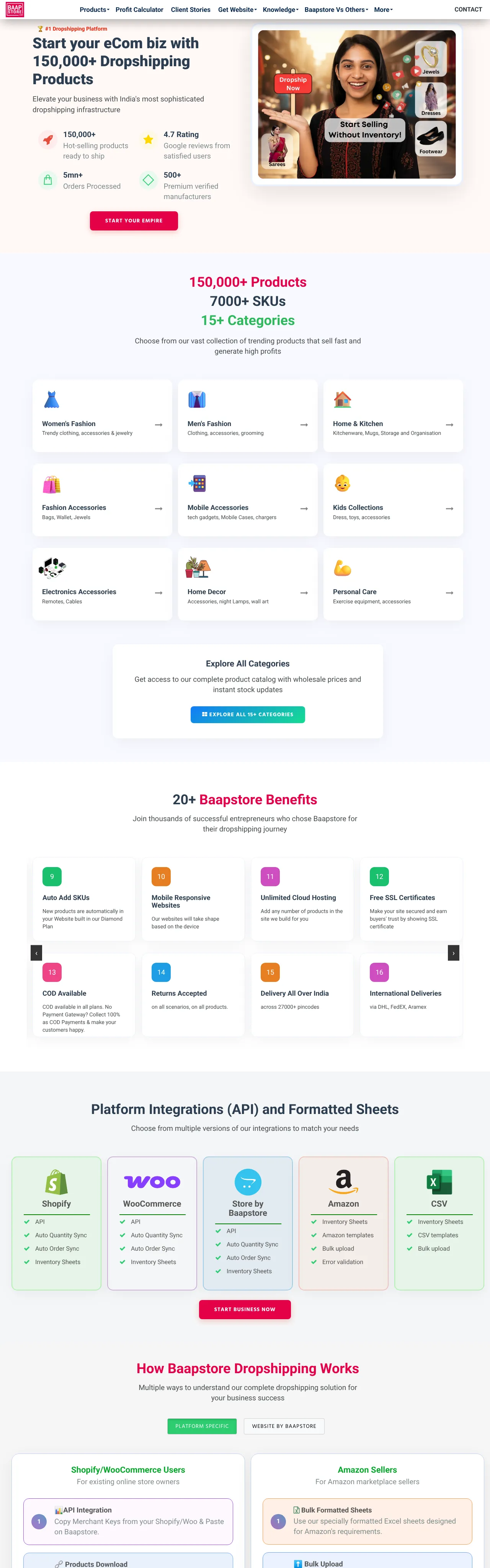 Vollständiger Screenshot von Baapstore