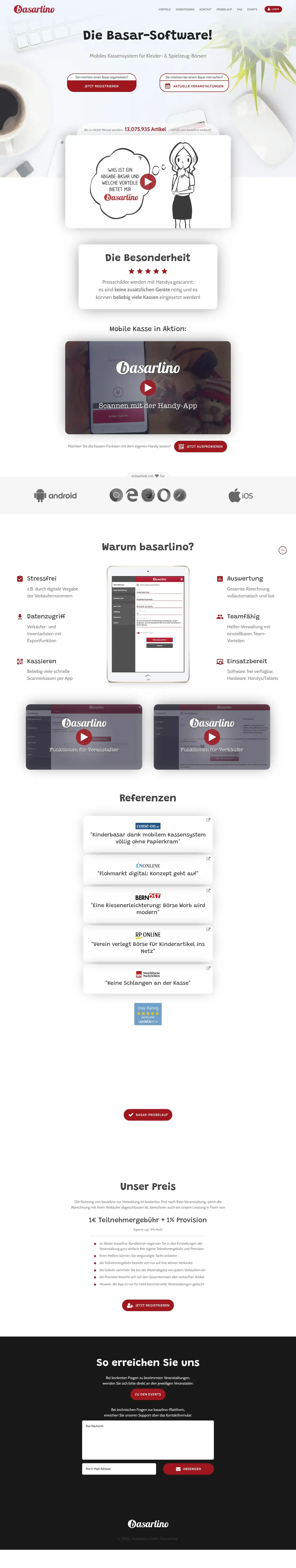 Vollständiger Screenshot von basarlino