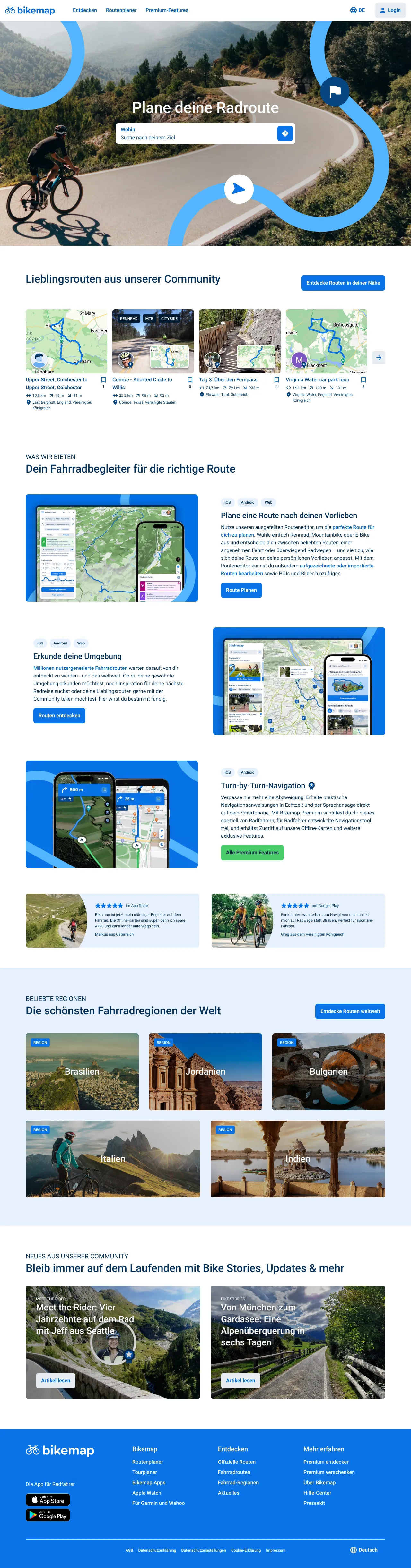 Vollständiger Screenshot von Bikemap