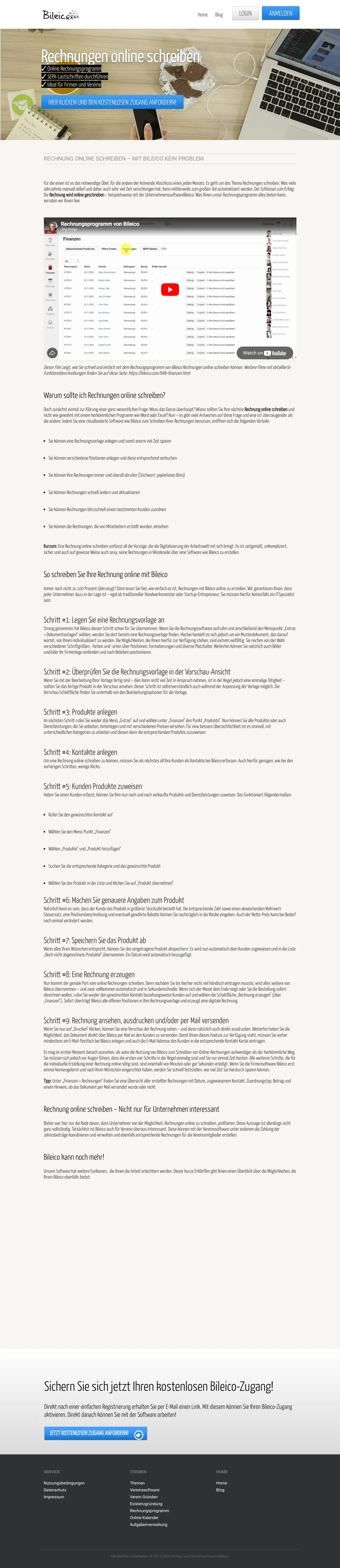 Vollständiger Screenshot von Bileico