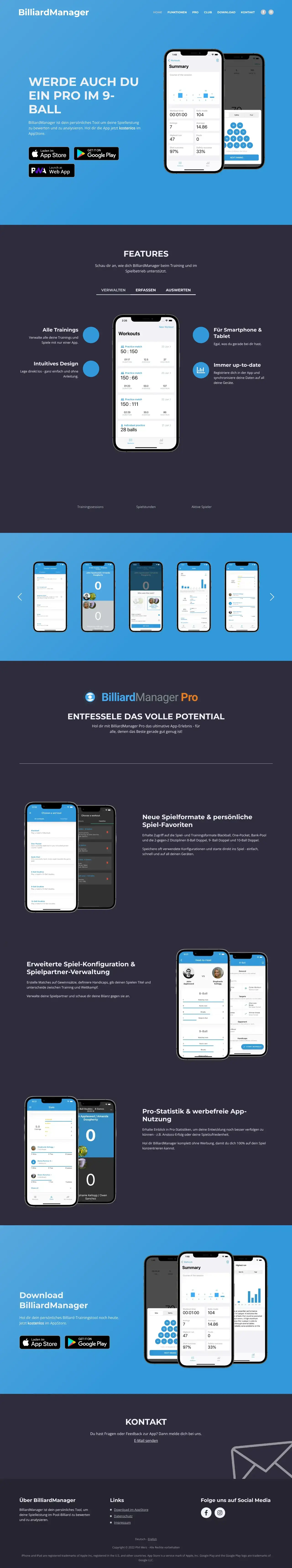 Vollständiger Screenshot von BilliardManager