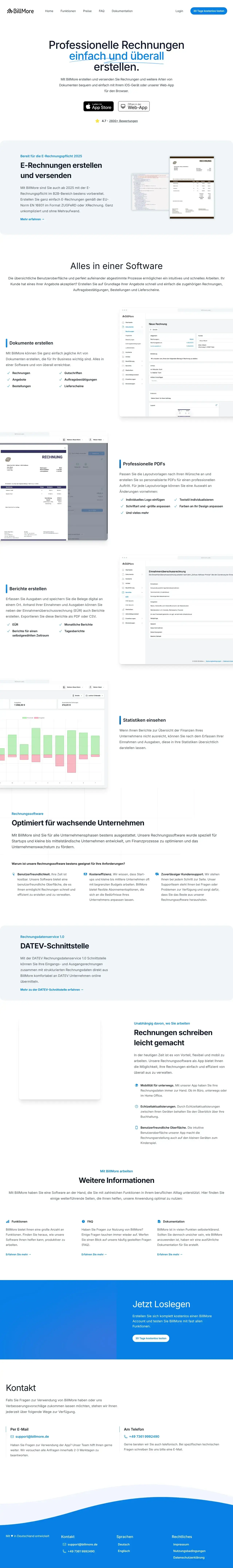 Vollständiger Screenshot von BillMore