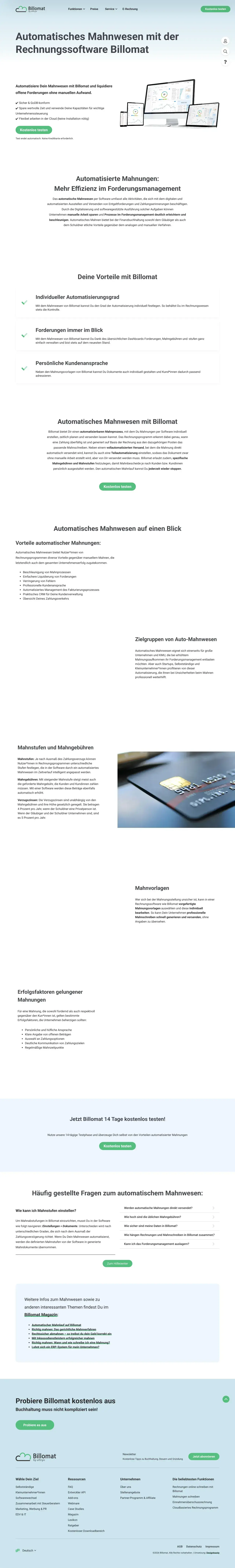 Vollständiger Screenshot von Billomat