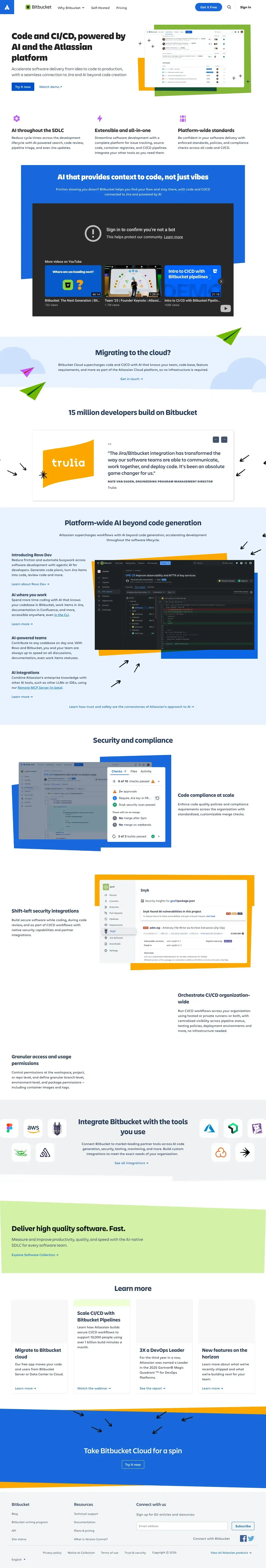 Vollständiger Screenshot von Bitbucket