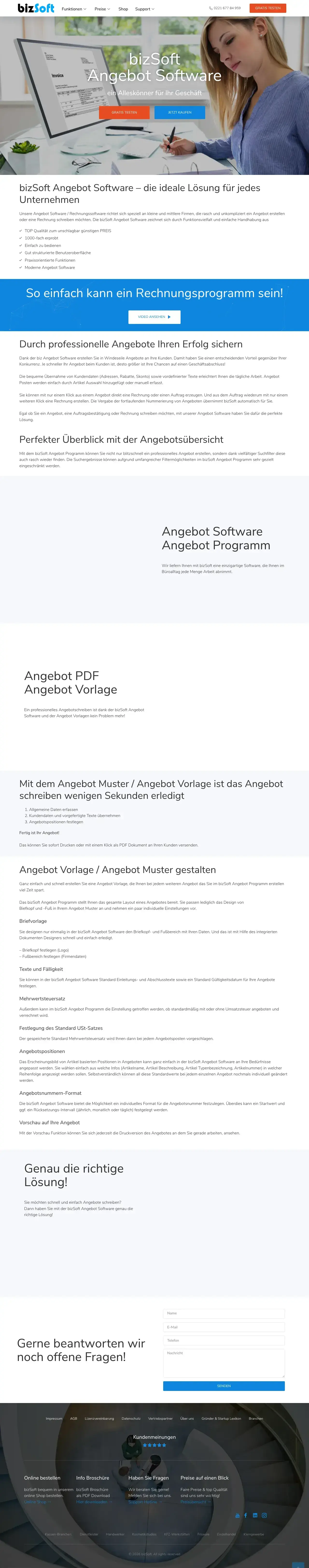 Vollständiger Screenshot von bizSoft