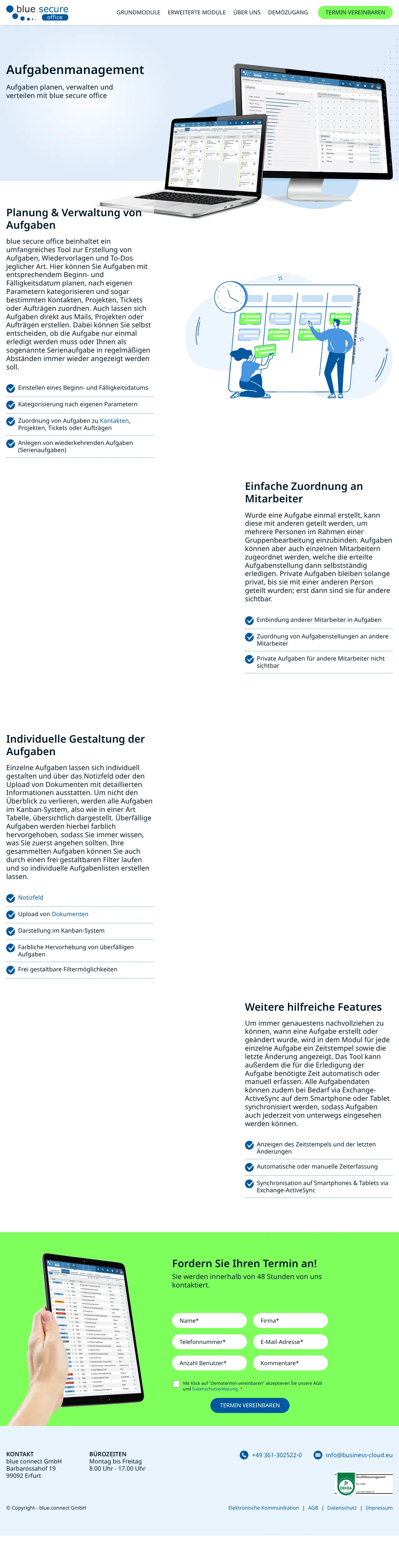 Vollständiger Screenshot von blue secure office