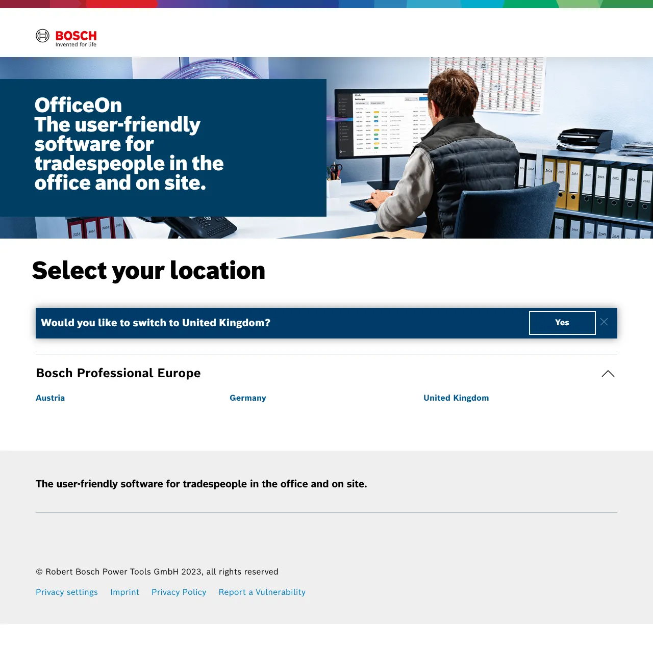 Vollständiger Screenshot von Bosch OfficeOn
