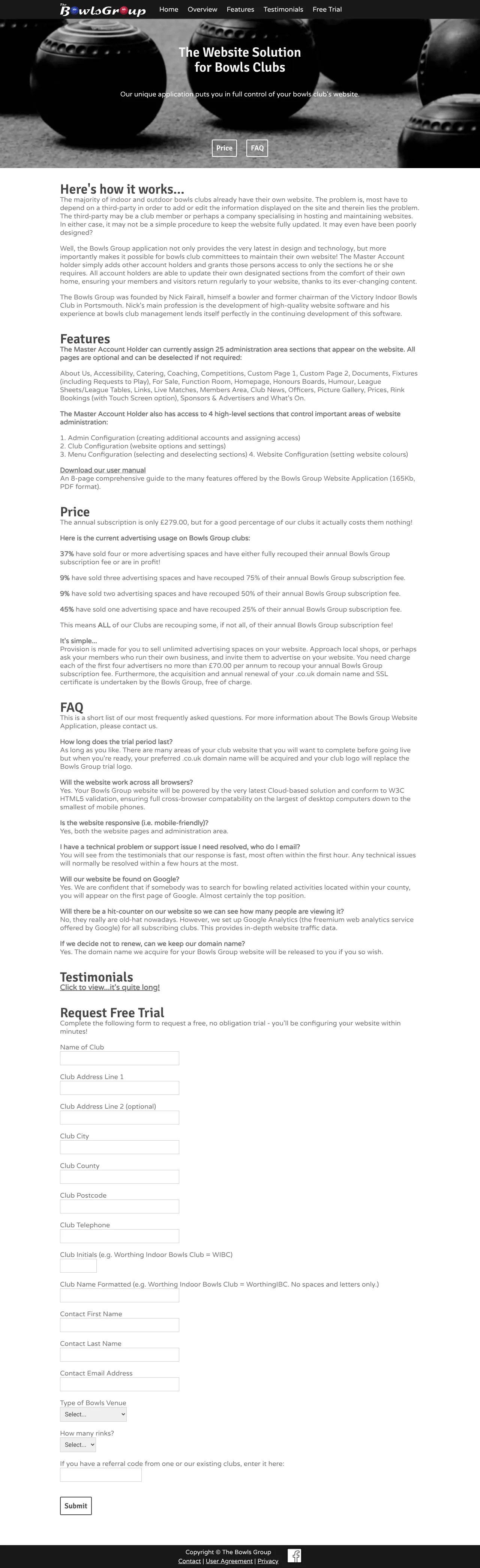 Bowls Group Website Application