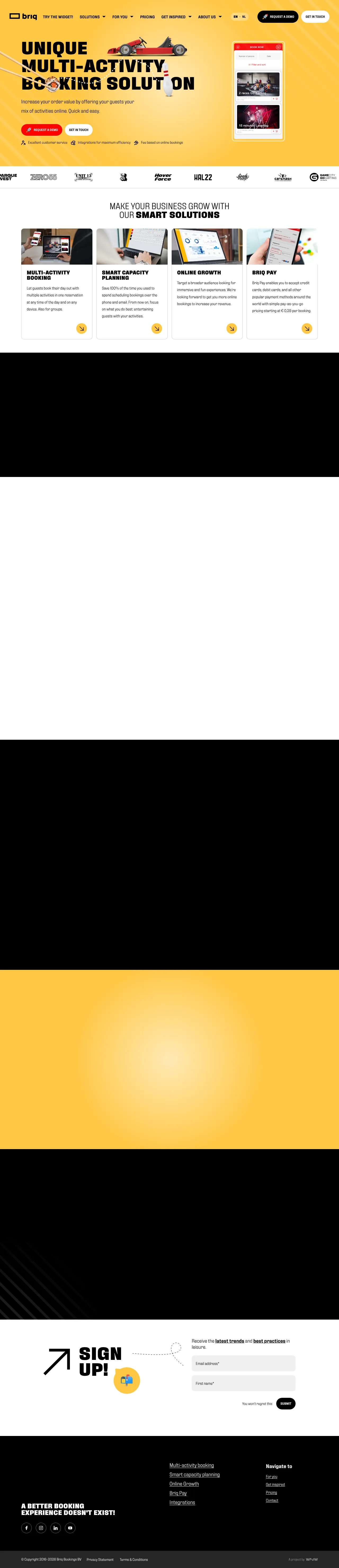 Vollständiger Screenshot von Briq Bookings