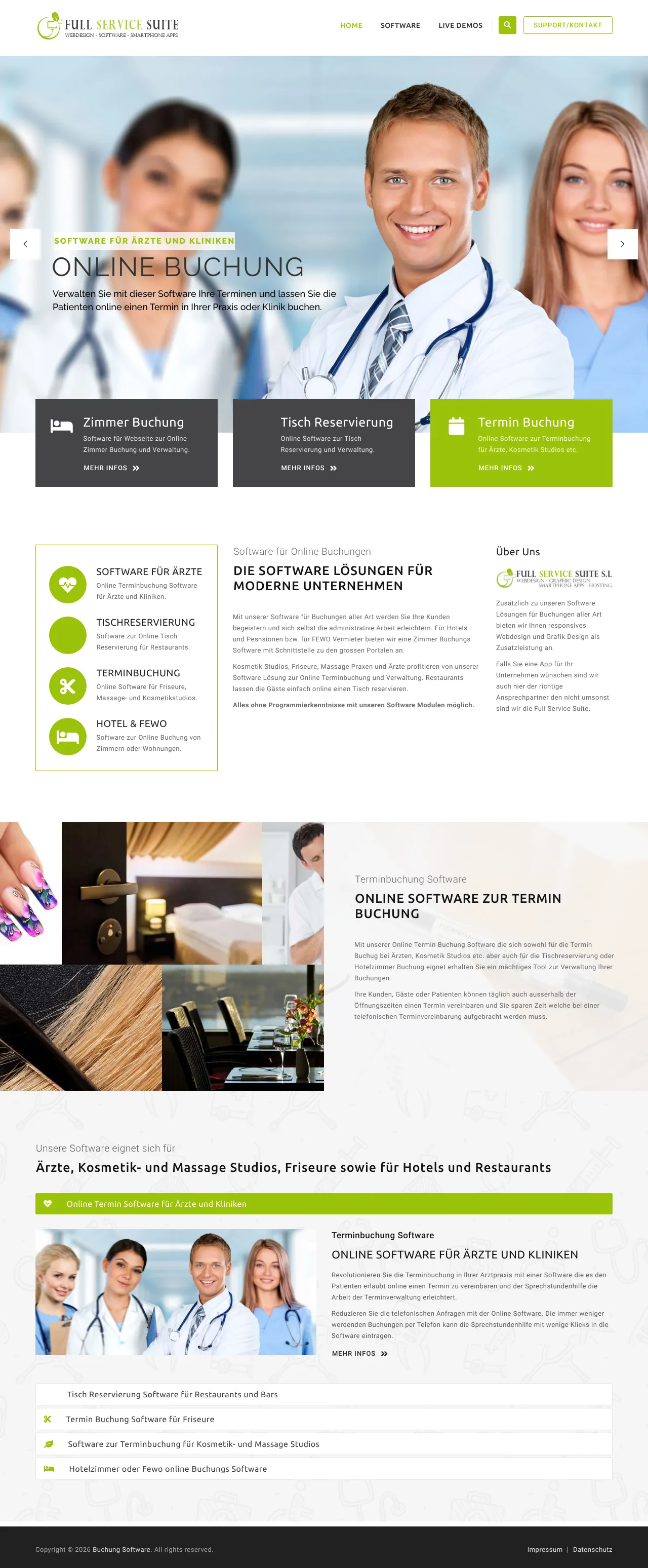 Vollständiger Screenshot von Buchung Software