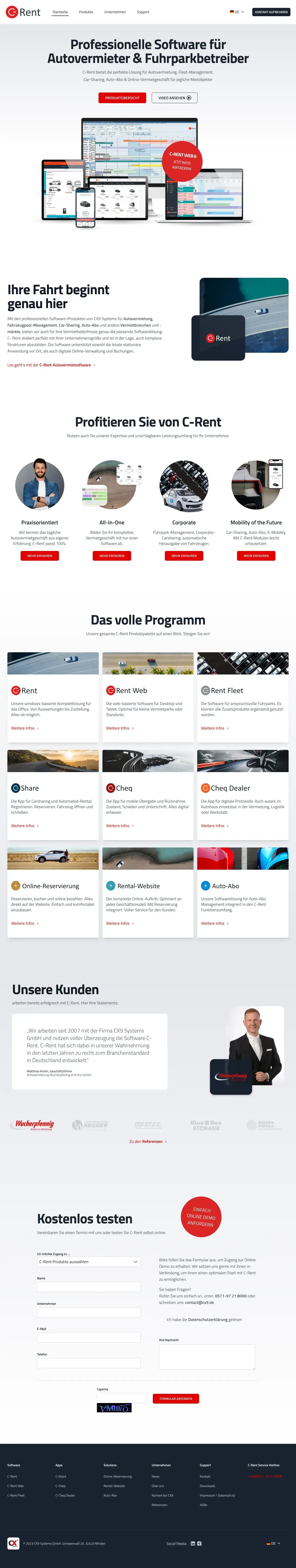 Vollständiger Screenshot von C-Rent