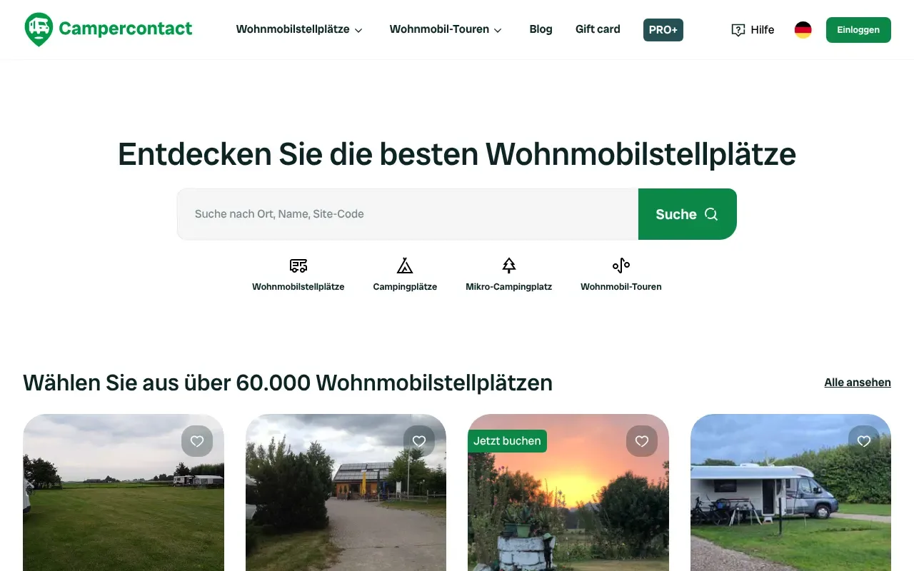 Screenshot von Campercontact