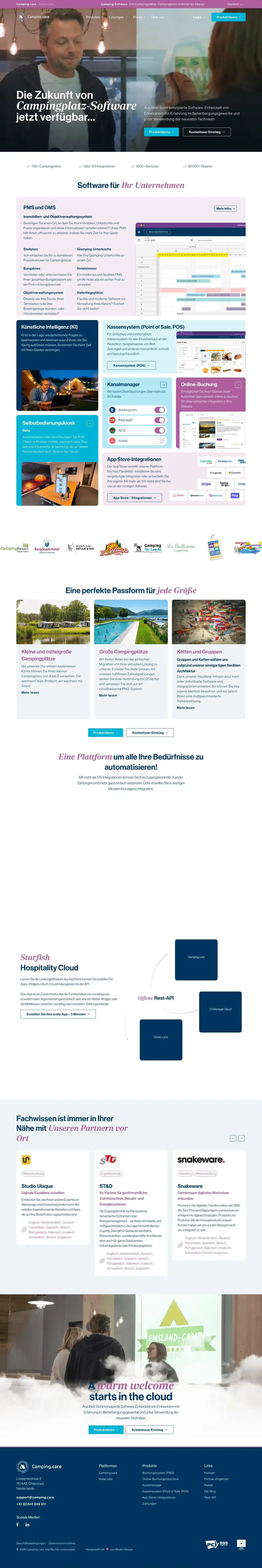 Vollständiger Screenshot von Camping.care