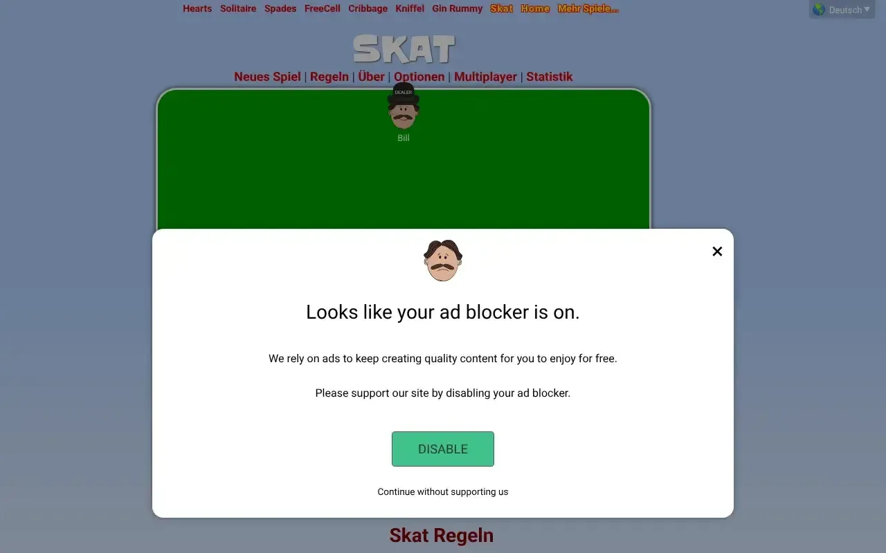 Screenshot von CardGames.io