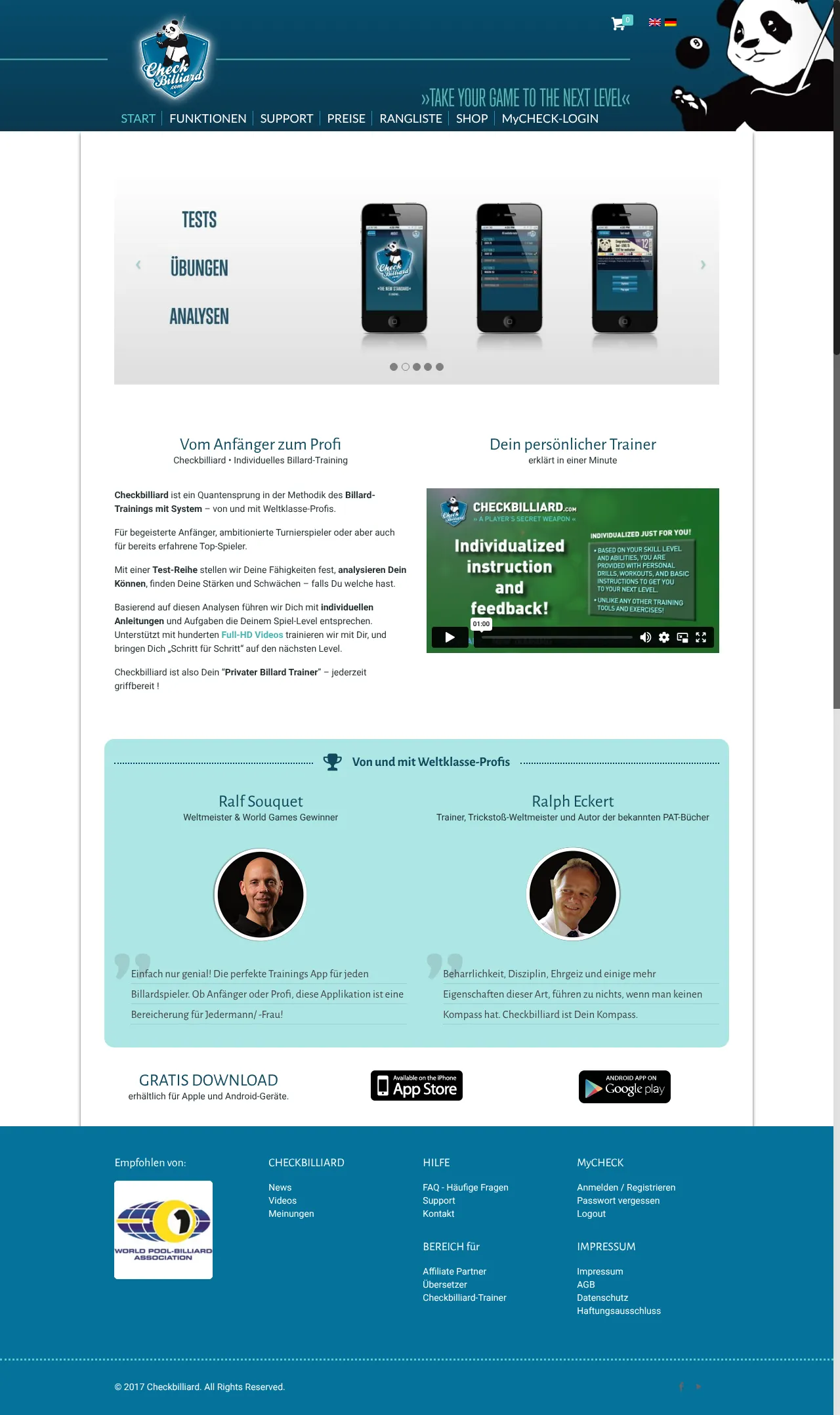 Vollständiger Screenshot von Checkbilliard