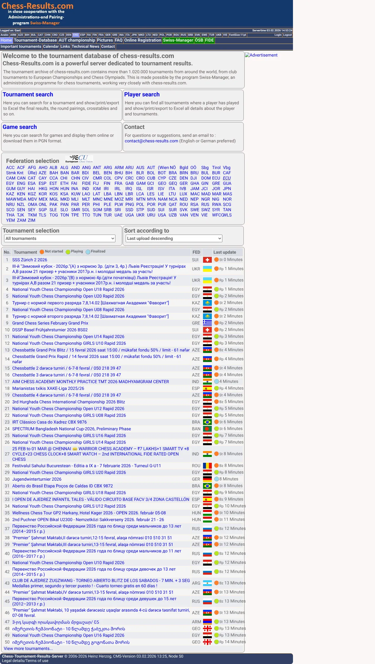 Vollständiger Screenshot von Chess-Results.com