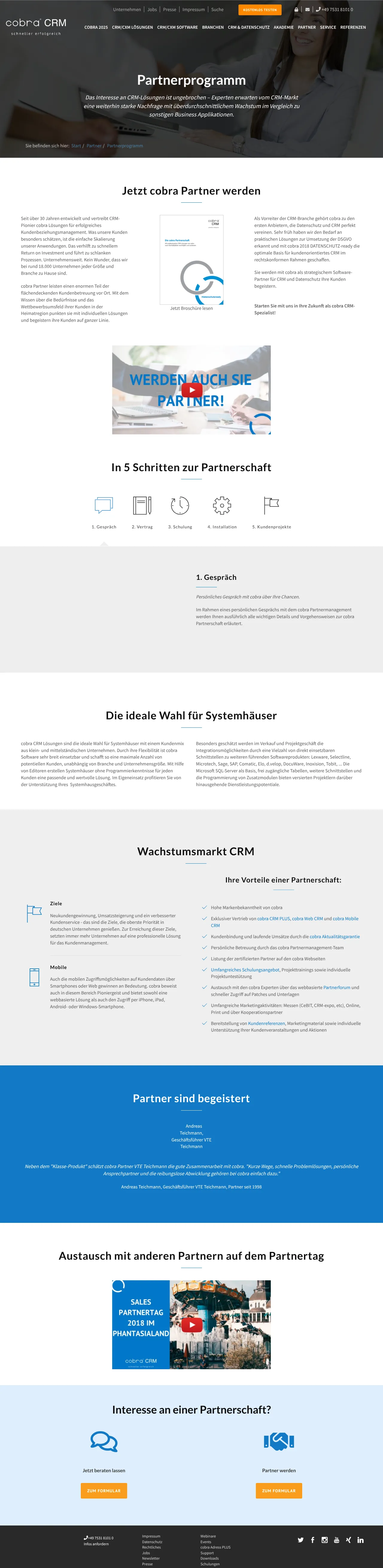 Vollständiger Screenshot von cobra CRM