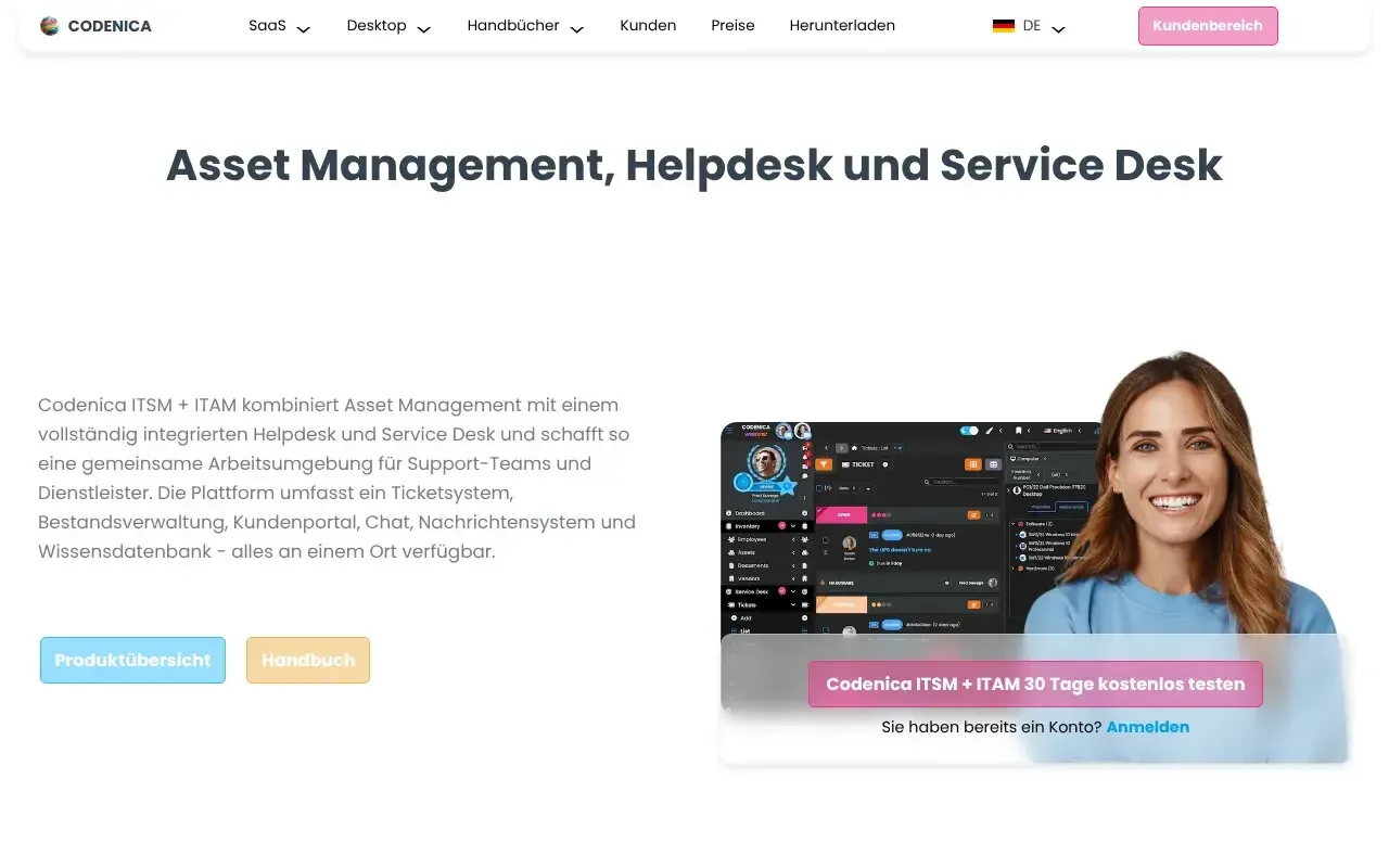 Screenshot von Codenica ITSM + ITAM