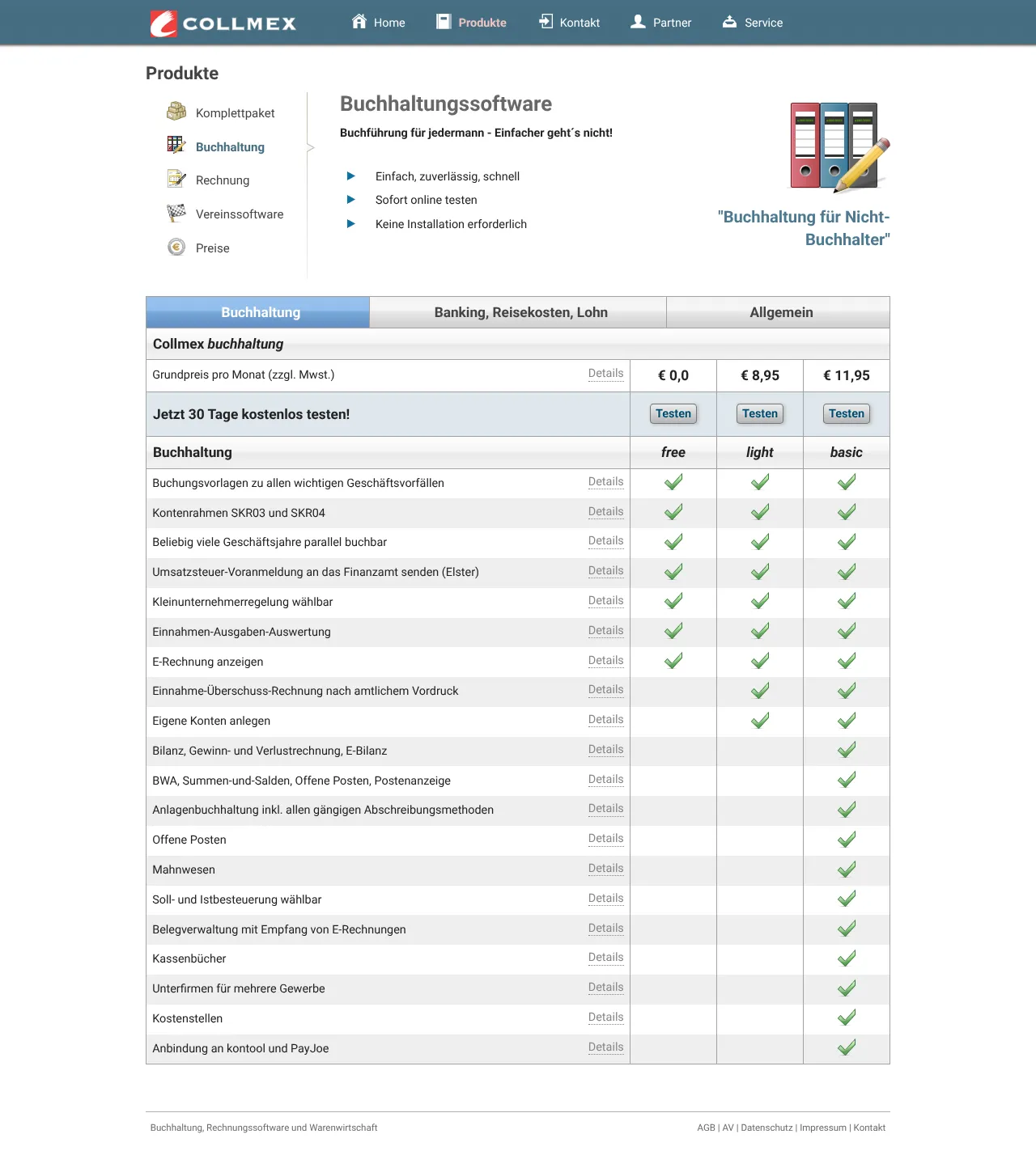 Vollständiger Screenshot von Collmex