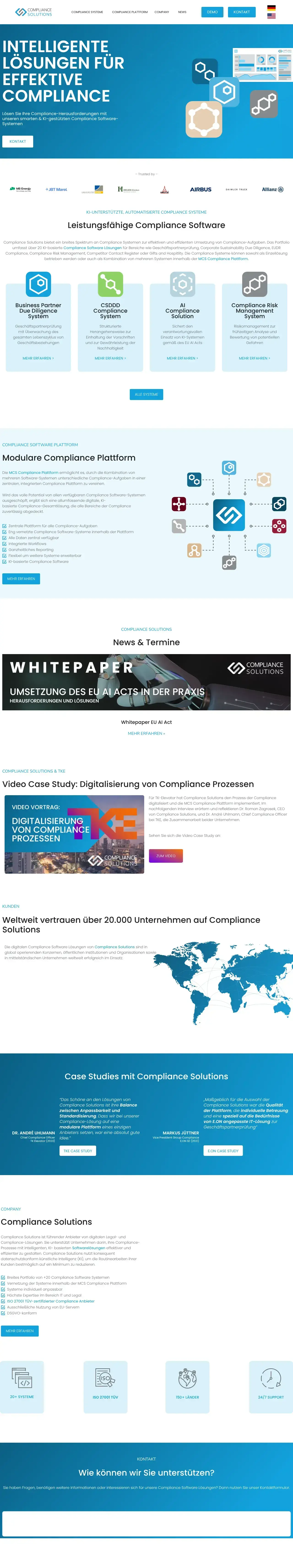 Vollständiger Screenshot von Compliance Solutions