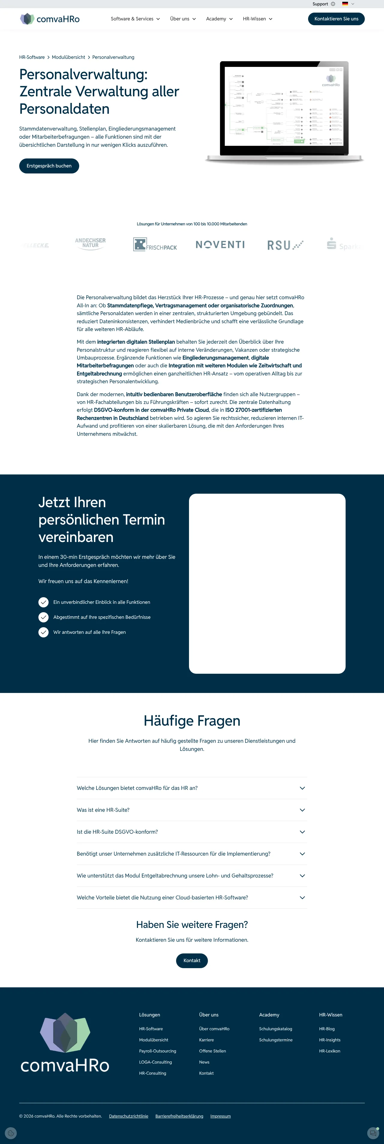 Vollständiger Screenshot von comvaHRo Loga