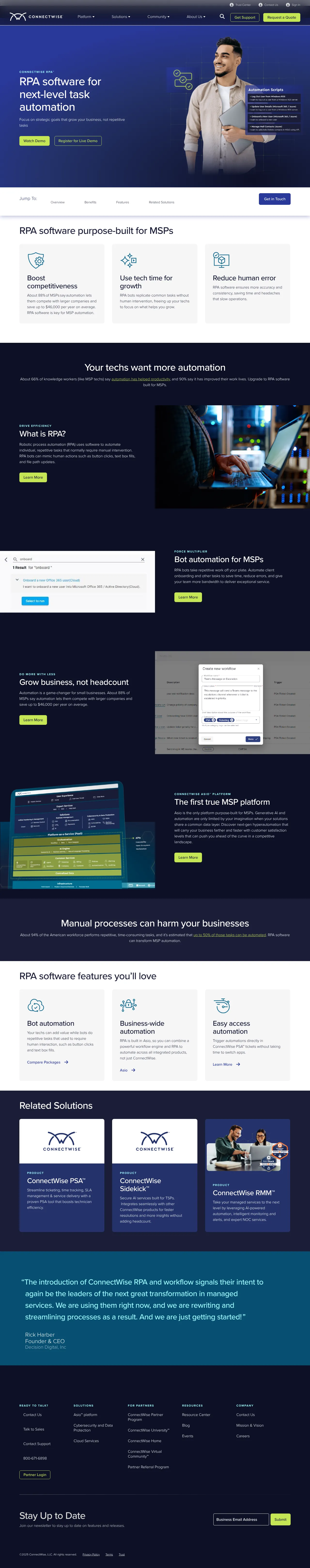 Vollständiger Screenshot von ConnectWise RPA