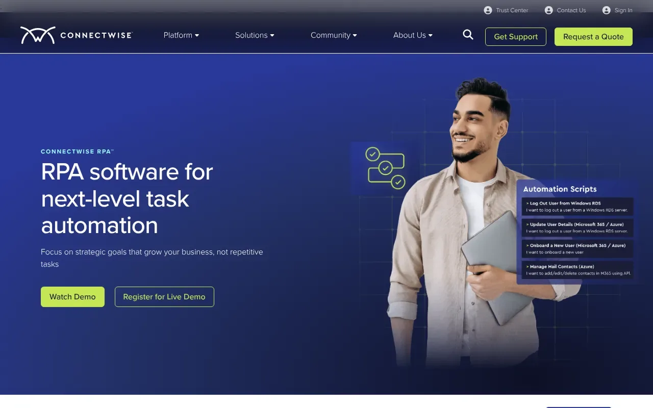 Screenshot von ConnectWise RPA