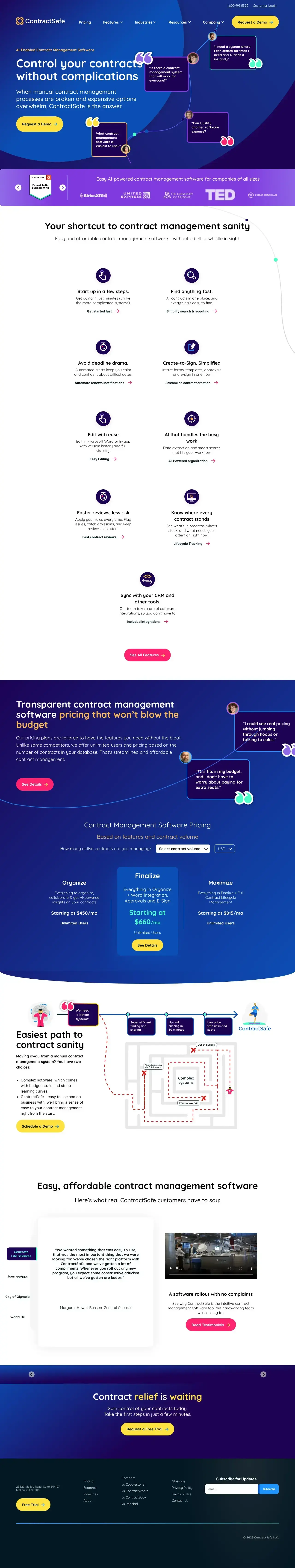 Vollständiger Screenshot von ContractSafe