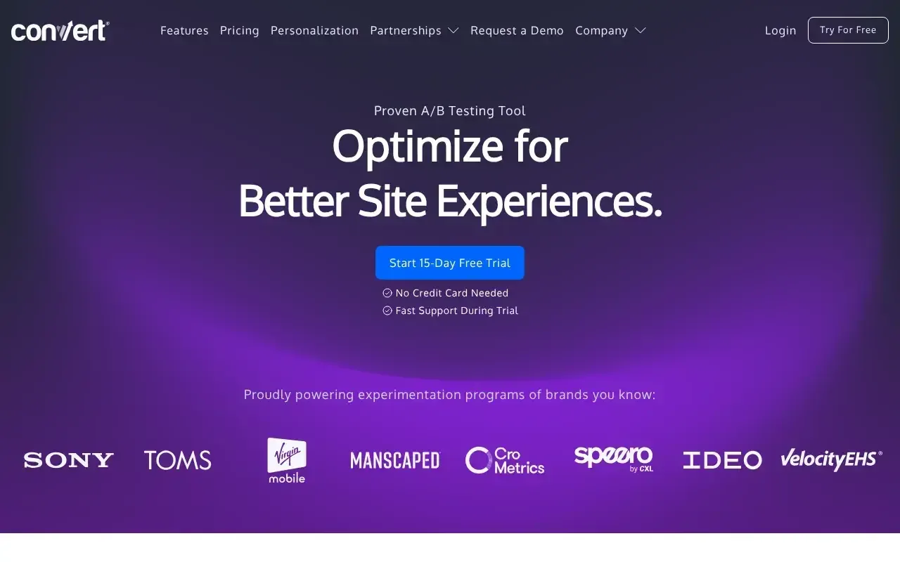 Screenshot von Convert.com