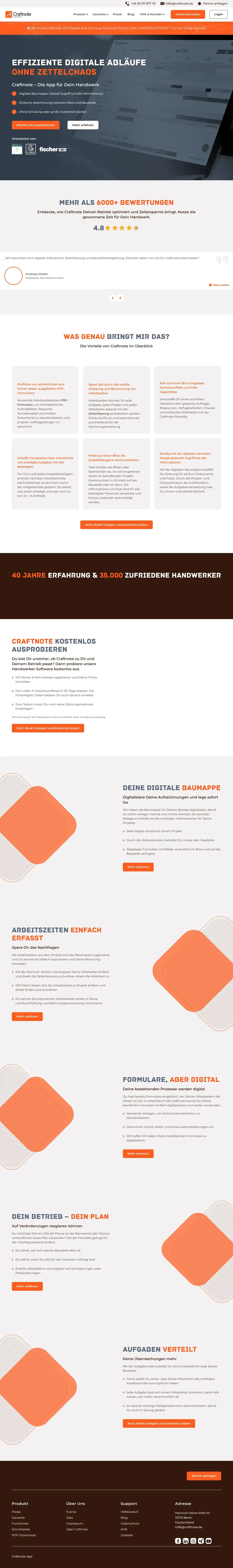 Vollständiger Screenshot von Craftnote