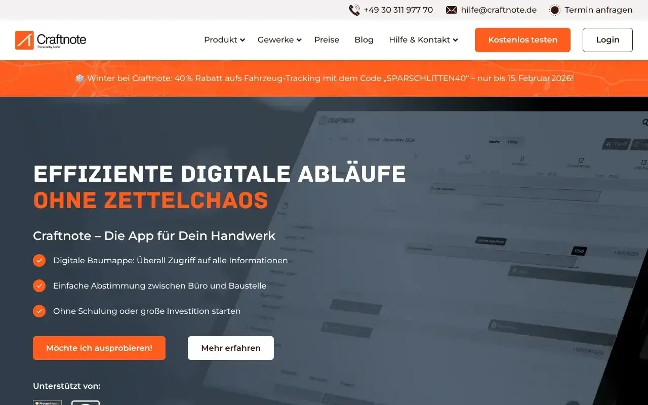 Screenshot von Craftnote