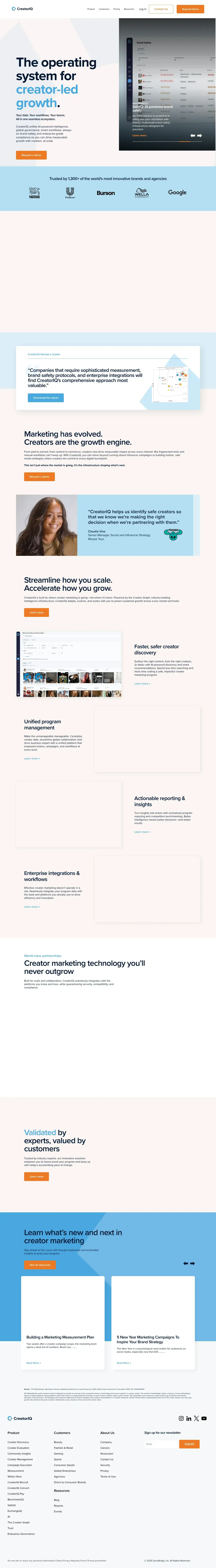 Vollständiger Screenshot von CreatorIQ